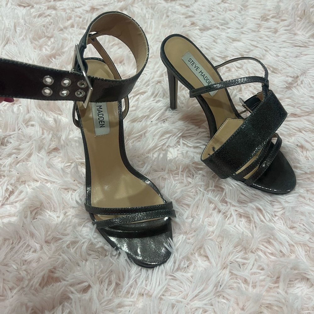 Steve Madden Shiny Black Strappy Heels